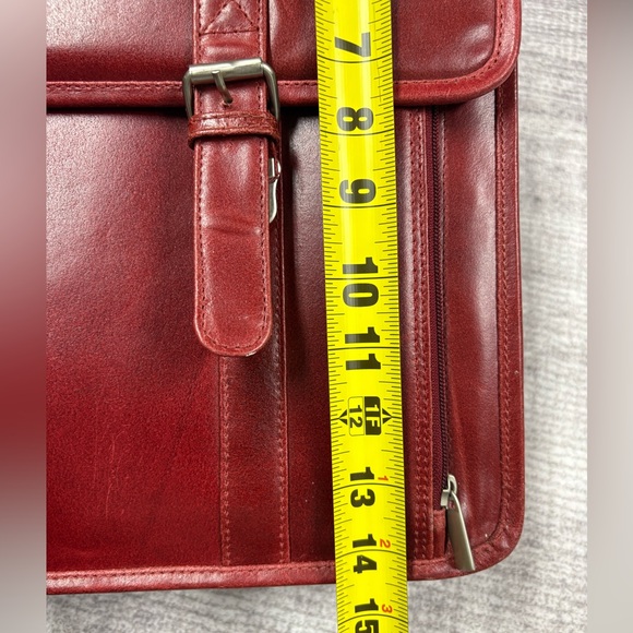 Wilson's Leather Burgundy Red Briefcase Laptop Work Bag Office Academia Boss - Picture 5 of 12